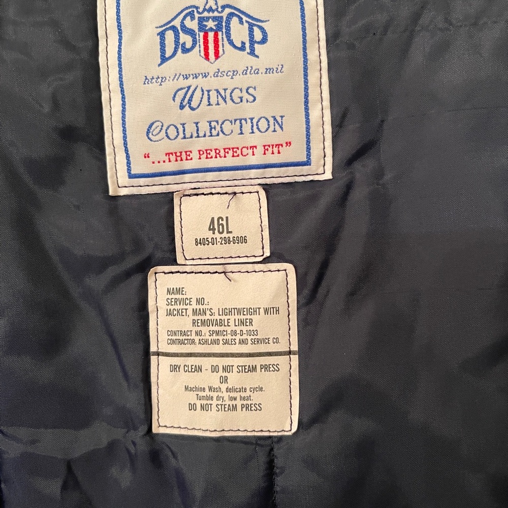 US Coast Guard DSCP Wings Bomber Jacket 46L Removable Liner Navy - Picture 6 of 9